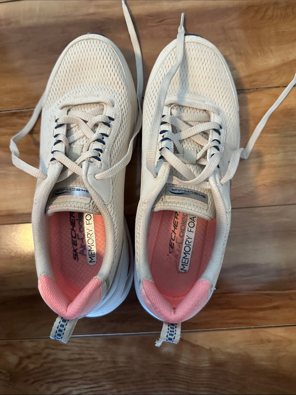 Skechers Women's White Athletic Sneakers with Pink Interior